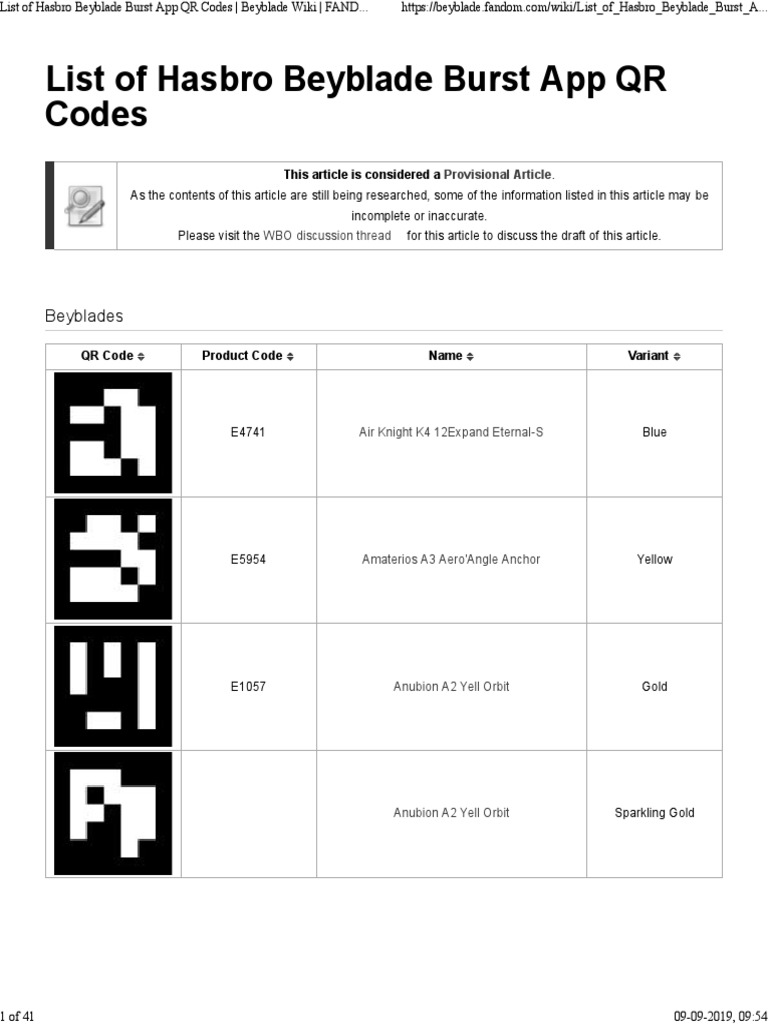 List of Hasbro Beyblade Burst App QR Codes - Beyblade Wiki